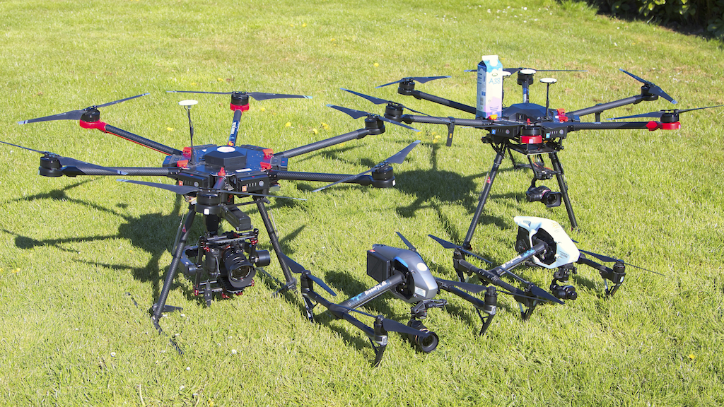 Dronefyns Droneflåde Billede af Dronefyns Droneflaade med DJI matrice 600 og DJI nspire